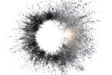 An abstract image of a dark explosion with a bright center, resembling a cosmic event.