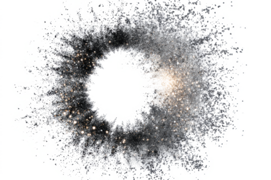 An abstract image of a dark explosion with a bright center, resembling a cosmic event.