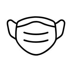 Medical face mask vector icon, protection from virus, pollution, flu and coronavirus outline art