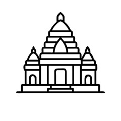Drawing of asian temple architecture vector, pagoda building illustration, buddhist shrine design
