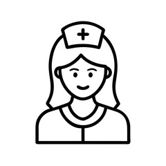 Nurse icon vector illustration of healthcare professional wearing uniform and cap with cross symbol