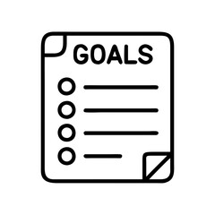 Goals list vector icon for planning and achieving success in business and personal life tasks