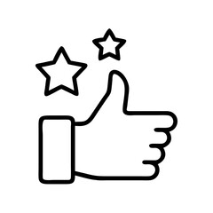Thumbs up with stars icon vector illustration like symbol approval gesture success concept design