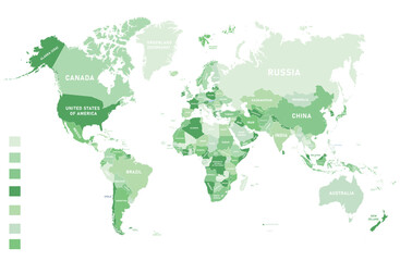 High detail World Map with country names vector illustration	
