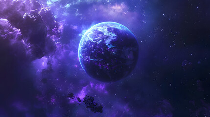 Obraz premium Surreal glowing planet in deep space 