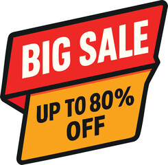 Fototapeta premium Big Sale Banner with Up to 80 Percent Off Discount Offer for Customers.