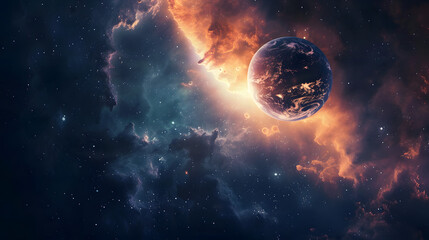 Obraz premium Surreal glowing planet in deep space 