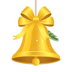 Golden Christmas Bell Ornament.