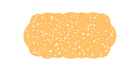 Retro crayon sketched rectangle border doodle in bold orange. Abstract frame with chalk shading and groovy y2k mood. Graphic background for vintage and cool design accent.