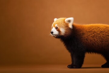 Obraz premium studio portrait of red panda on brown background