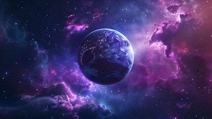 Obraz premium Surreal glowing planet in deep space 