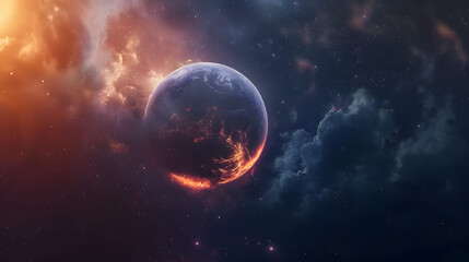 Obraz premium Surreal glowing planet in deep space 