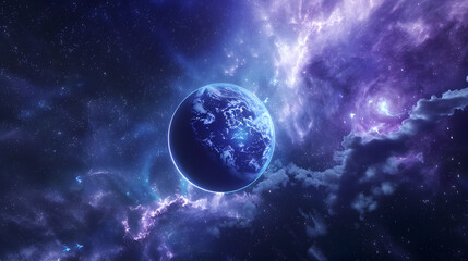 Obraz premium Surreal glowing planet in deep space 