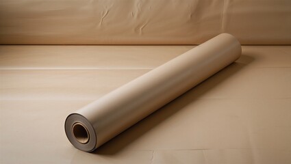 Blank roll of wrapping paper, lying flat with no print or cut lines on surface