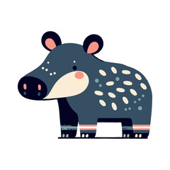 Cute Vector Illustration of a Tapir