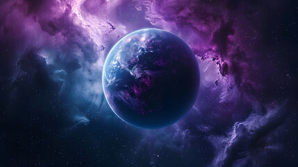 Fototapeta premium Surreal glowing planet in deep space 
