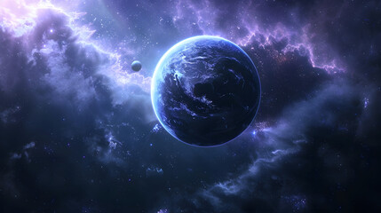 Fototapeta premium Surreal glowing planet in deep space 