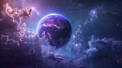 Obraz premium Surreal glowing planet in deep space 