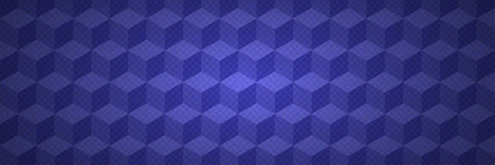 Blue Geometric Pattern With 3d Cube. Abstract Vector Background.  Optical Illusion Design With Blue Cube Texture. Graphic Bg With Tile And Geometry Block. Rectangle Shape Wallpaper. Mosaic Hexagon.