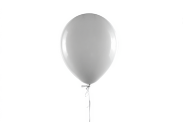A single grey inflatable balloon with a string, isolated on a pure white background.