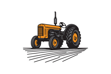 vintage tractor vector silhouette