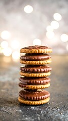 Stack of chocolate sandwich cookies