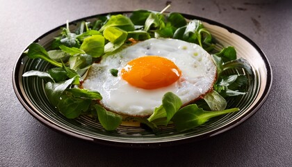 Delicious Sunny Side Up Egg With Fresh Greens