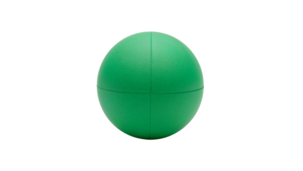 A vibrant green ball, centered in the frame, features a textured surface Isolated on transparent background, png