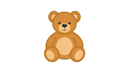 Fototapeta premium Cute cartoon teddy bear with brown fur sits upright, simple design. Isolated on transparent background, png