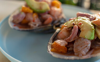 prepared clam served in the shell