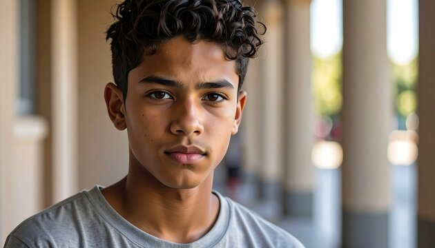 Teenage Boy Portrait Outdoors.