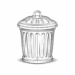 Trash bin with lid outline trash can waste