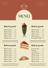 Menu design for cafe cute modern, cake, milkshake sleek modern menu design template 