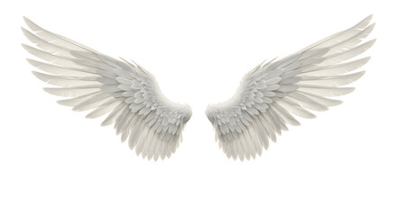 Fototapeta premium White angel wings isolated on transparent background PNG