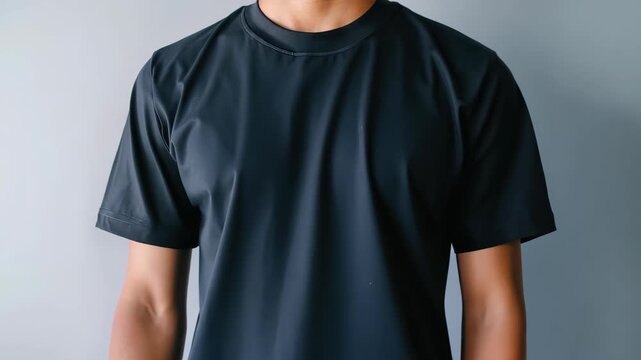 Classic Black Tee: A sleek, close-up shot presents a casual t-shirt, highlighting its clean lines and versatile appeal on a soft, neutral background.
