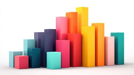 Fototapeta premium A bar chart clipart, business growth element, colorful 3D illustration, bold design, isolated on white background.