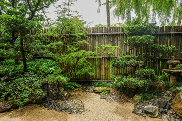 Elegant traditional Japanese sliding shoji doors, japan style garden,showcasing Japanese architecture,cultural aesthetics,Japan style,room interior.