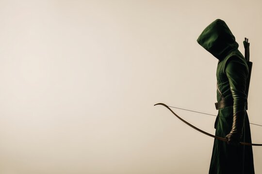 Robin Hood archer in hood with bow