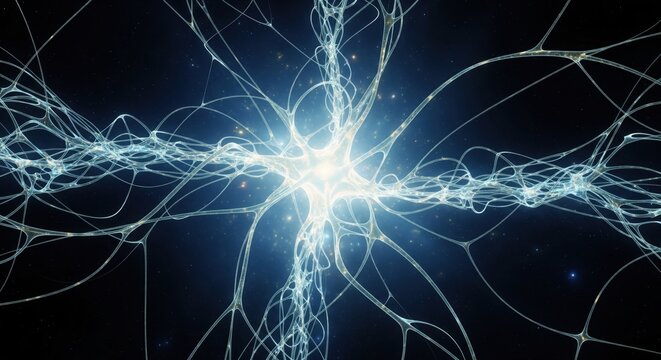 Leuchtende Synapse in einem komplexen Neuronennetzwerk