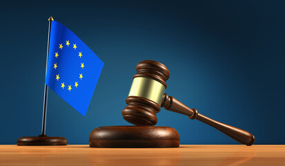 European Union Law Justice And Legal System EU Flag Judge Gavel