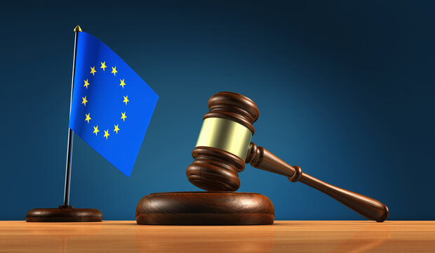 European Union Law Justice And Legal System EU Flag Judge Gavel