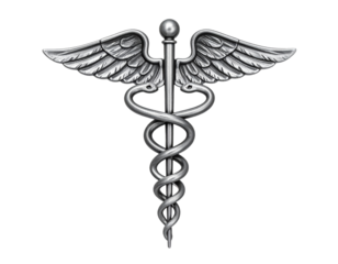 Caduceus medical symbol isolated on a transparent background.