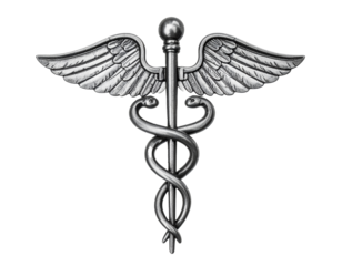Caduceus medical symbol isolated on a transparent background.