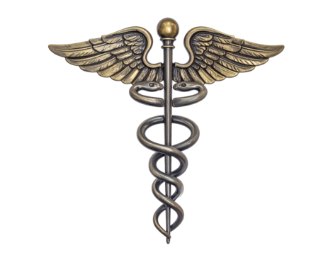 Caduceus medical symbol isolated on a transparent background.