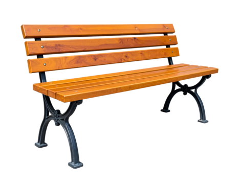 Wooden bench isolated on a transparent background.