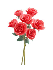 Vibrant bouquet of red roses with green leaves, symbolizing love and romance, perfect for celebrations and heartfelt moments