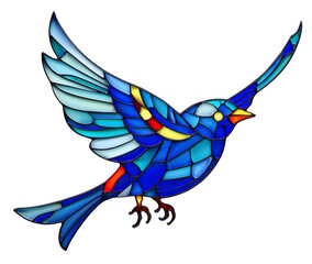 Obraz premium Isolated stained glass blue bird art object