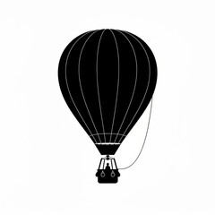 Silhouette of a hot air balloon with a visible basket and two people inside on a white background scene created with generative ai