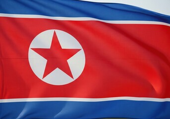 Waving flag of North Korea, a powerful symbol of national pride and sovereignty