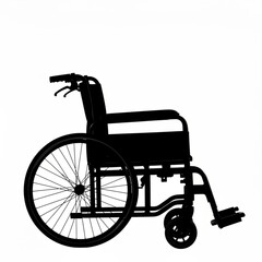 Fototapeta premium Silhouette of a wheelchair with large wheels and footrests on a white background in a studio shot